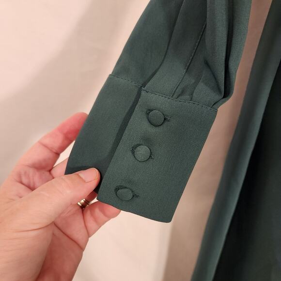 H&M Green High Neck Unlined Pin Tuck Gremlincore Goblincore Twee Womens 2 NEW - Picture 8 of 12